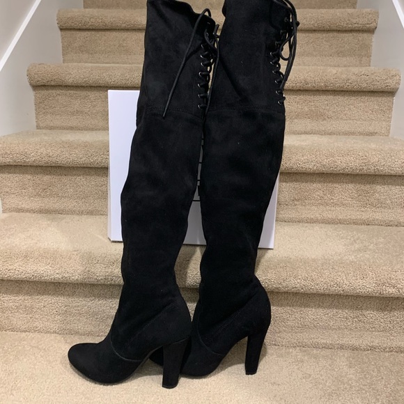 Steve Madden Black Seude Over the Knee Boots - Picture 3 of 7